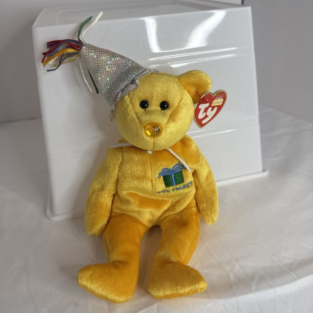 Ty Beanie Baby‎ NOVEMBER the Birthday Teddy Bear 9" Plush Stuffed Toy NWT